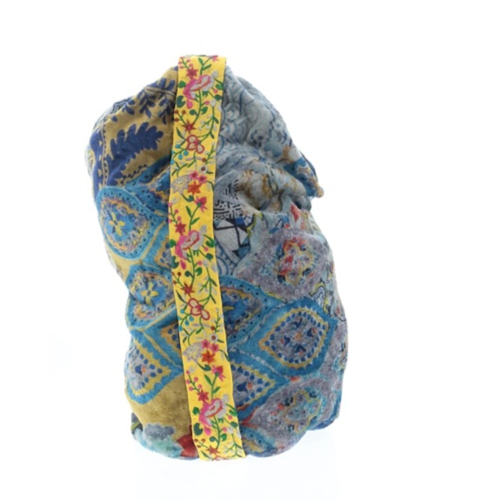 Johnny Was Hobo Drawstring Bag Embroidered Strap Plush Fleece Floral - Picture 4 of 9